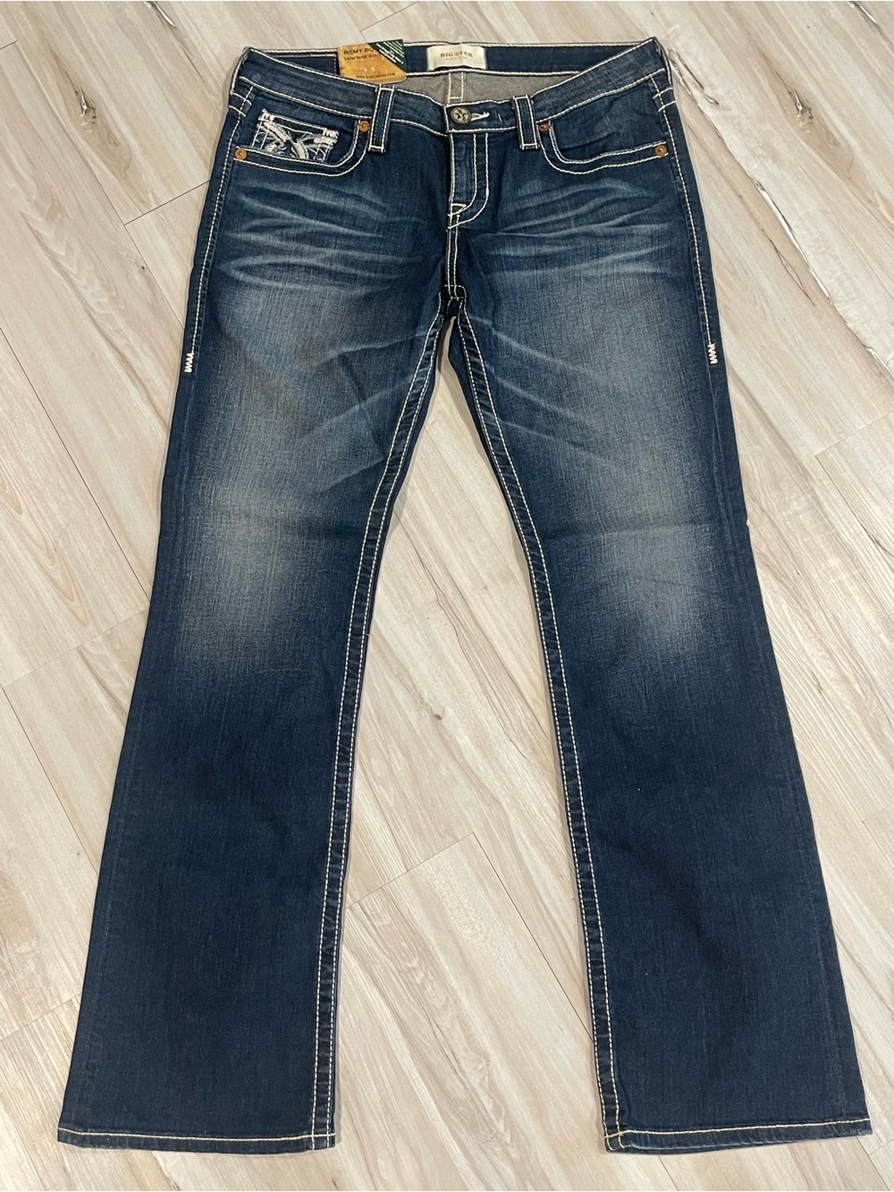 Big Star Remy Boot Jeans 32R NWT Low Rise Bootcut Dark Wash Y2K $136